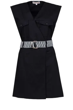 New Kocca Belted Poplin Dress Relmarr | Black... | | Little Soho