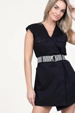 New Kocca Belted Poplin Dress Relmarr | Black... | | Little Soho