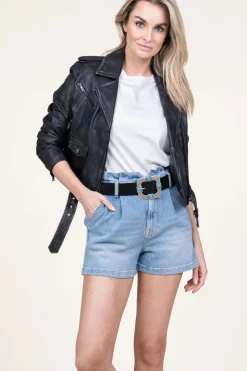 Best Ibana Black Washed Leather Jacket Berry | Black... | | Little Soho