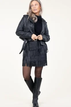Best Ibana Black Washed Leather Jacket Berry | Black... | | Little Soho