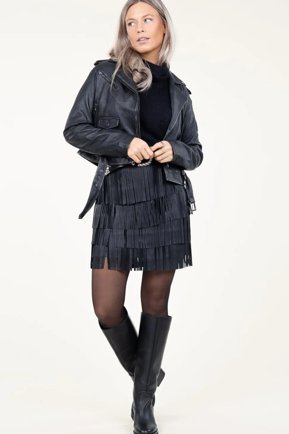Best Ibana Black Washed Leather Jacket Berry | Black... | | Little Soho