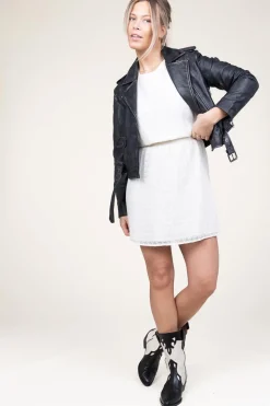 Best Ibana Black Washed Leather Jacket Berry | Black... | | Little Soho