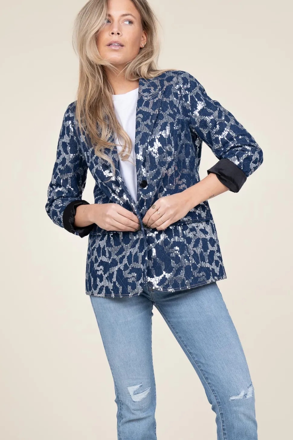 Sale Co'Couture Blazer With Sequins Segal | Blue... | | Little Soho