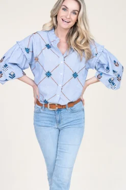 Flash Sale Stella Forest Blouse With Embroidery Amalia | Blue... | | Little Soho