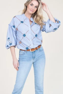 Flash Sale Stella Forest Blouse With Embroidery Amalia | Blue... | | Little Soho