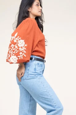 Online Stella Forest Blouse With Embroidery Gabriella | Rust... | | Little Soho