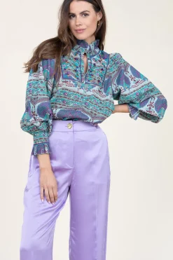 Online Antik Batik Blouse With Print And Embroidery Tala | Blue... | | Little Soho