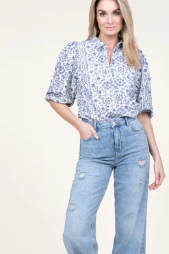 Cheap Aaiko Blouse With Print Lien | Blue... | | Little Soho