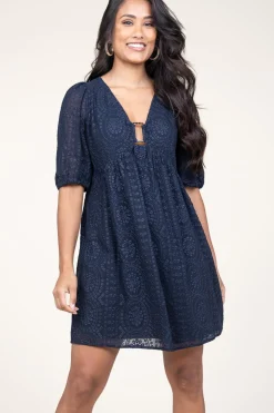 Fashion ba&sh Broidery Dress With Deep V-Neck Brancia | Blue... | | Little Soho