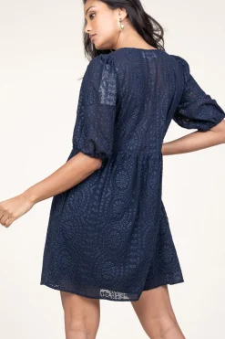 Fashion ba&sh Broidery Dress With Deep V-Neck Brancia | Blue... | | Little Soho