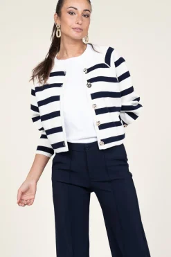 Store ba&sh Cardigan With Luxurious Buttons Massimo | Natural /Navy... | | Little Soho