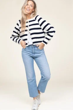 Store ba&sh Cardigan With Luxurious Buttons Massimo | Natural /Navy... | | Little Soho