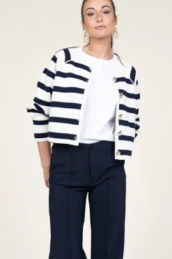 Store ba&sh Cardigan With Luxurious Buttons Massimo | Natural /Navy... | | Little Soho