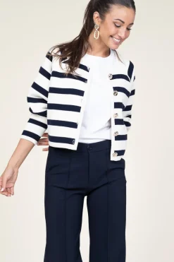 Store ba&sh Cardigan With Luxurious Buttons Massimo | Natural /Navy... | | Little Soho