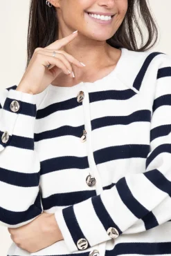 Store ba&sh Cardigan With Luxurious Buttons Massimo | Natural /Navy... | | Little Soho