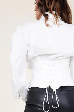 Cheap Mes Demoiselles Cotton Blouse With Corset Detail Vicotoire | White... | | Little Soho