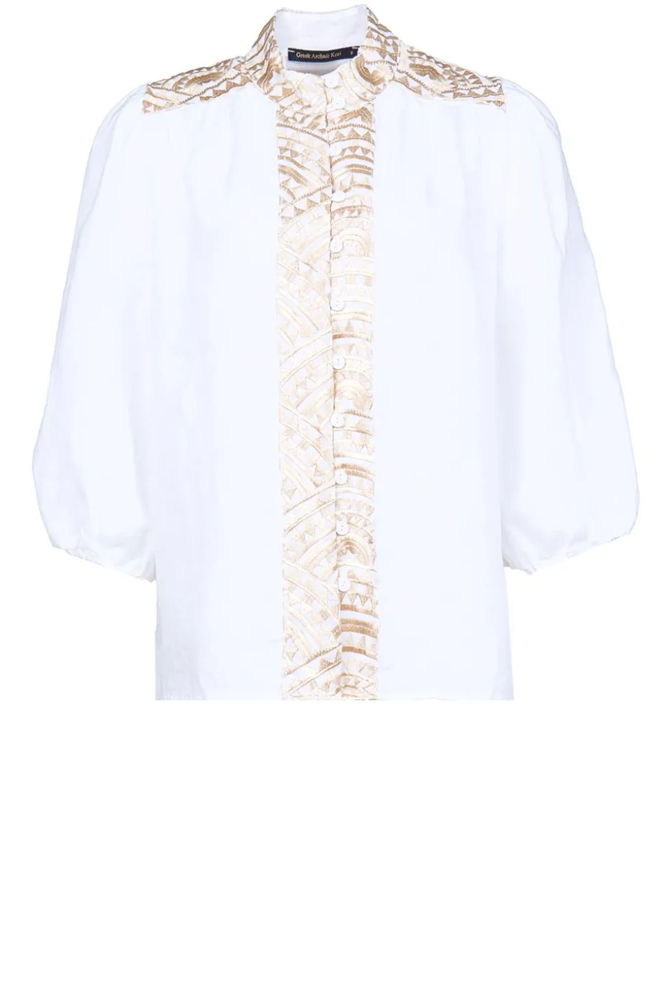 Discount Greek Archaic Kori Cotton Blouse With Embroidery Sofi | White... | | Little Soho