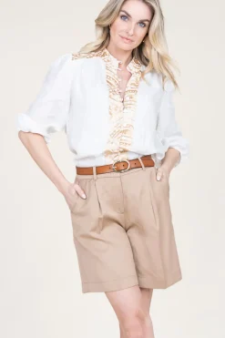 Discount Greek Archaic Kori Cotton Blouse With Embroidery Sofi | White... | | Little Soho