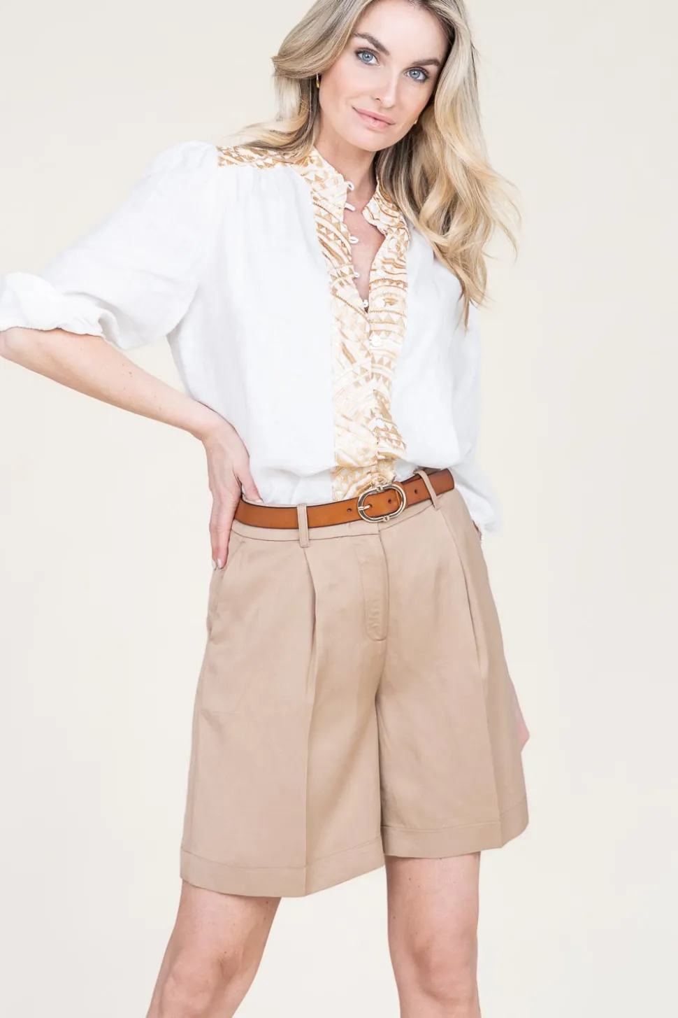 Discount Greek Archaic Kori Cotton Blouse With Embroidery Sofi | White... | | Little Soho