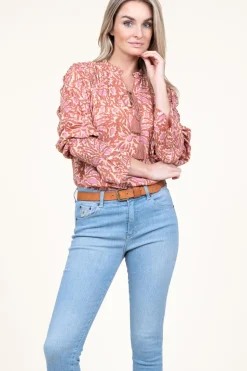 Store Ibana Cotton Blouse With Print Talys | Pink... | | Little Soho