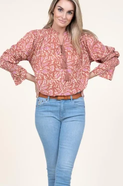 Store Ibana Cotton Blouse With Print Talys | Pink... | | Little Soho