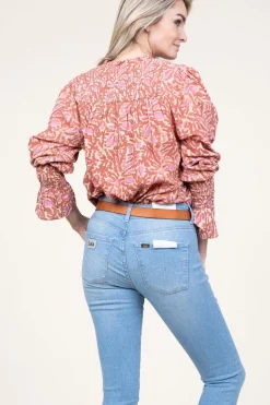 Store Ibana Cotton Blouse With Print Talys | Pink... | | Little Soho