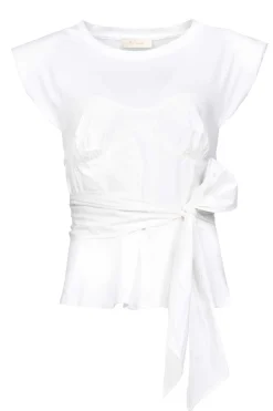 New Mes Demoiselles Cotton Bustier Wrap Top Vera | White... | | Little Soho