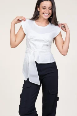 New Mes Demoiselles Cotton Bustier Wrap Top Vera | White... | | Little Soho