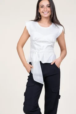 New Mes Demoiselles Cotton Bustier Wrap Top Vera | White... | | Little Soho