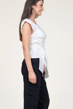 New Mes Demoiselles Cotton Bustier Wrap Top Vera | White... | | Little Soho