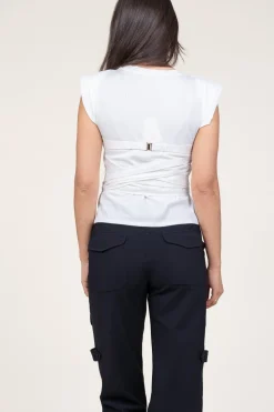 New Mes Demoiselles Cotton Bustier Wrap Top Vera | White... | | Little Soho