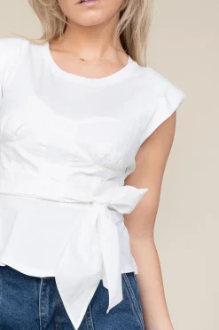 New Mes Demoiselles Cotton Bustier Wrap Top Vera | White... | | Little Soho