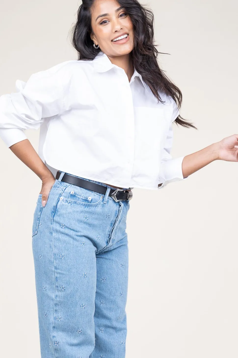 Store Second Female Cotton Cropped Blouse Charm | White... | | Little Soho