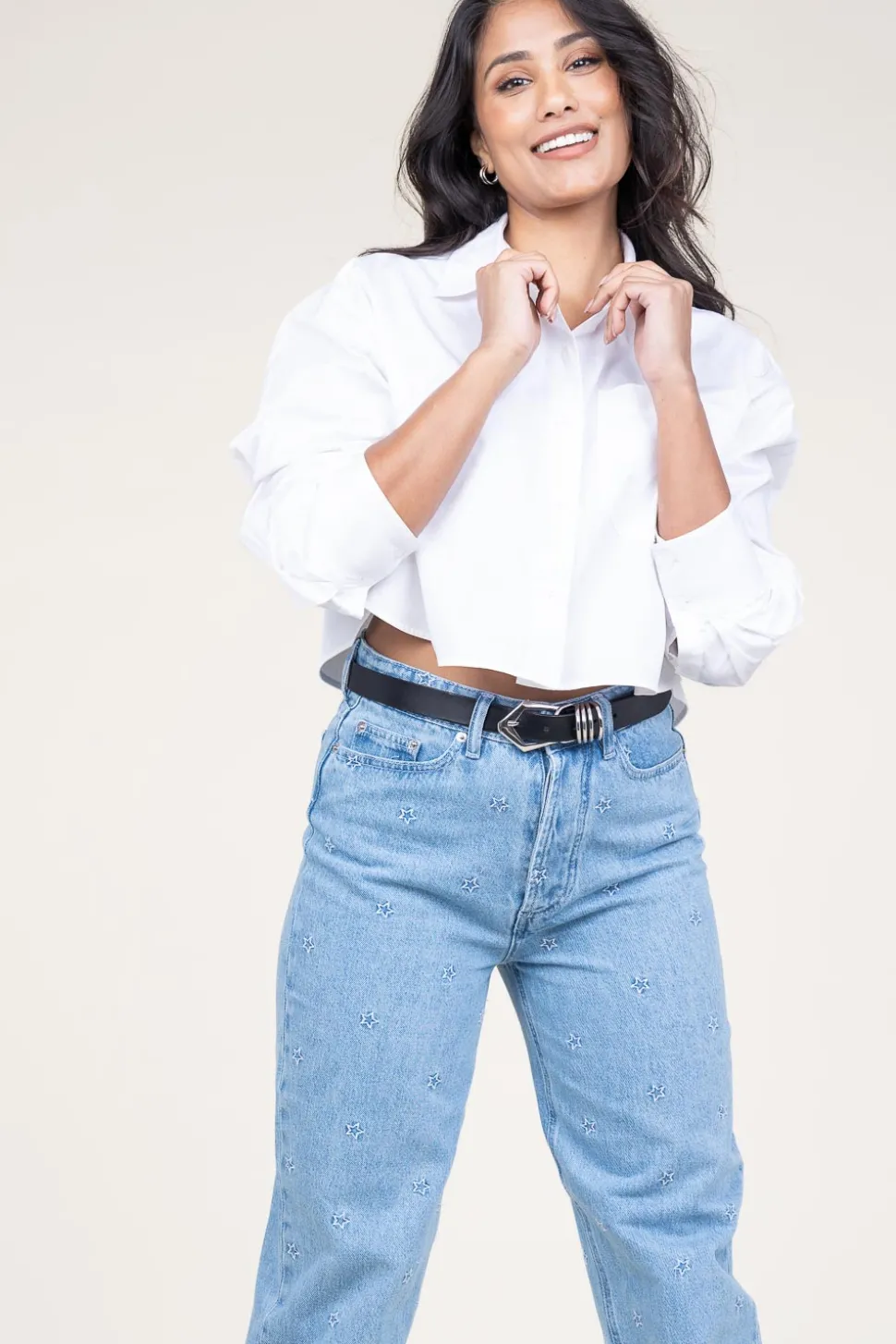 Store Second Female Cotton Cropped Blouse Charm | White... | | Little Soho