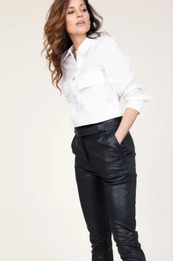 Shop Mes Demoiselles Cotton Cropped Jacket Pinell | White... | | Little Soho