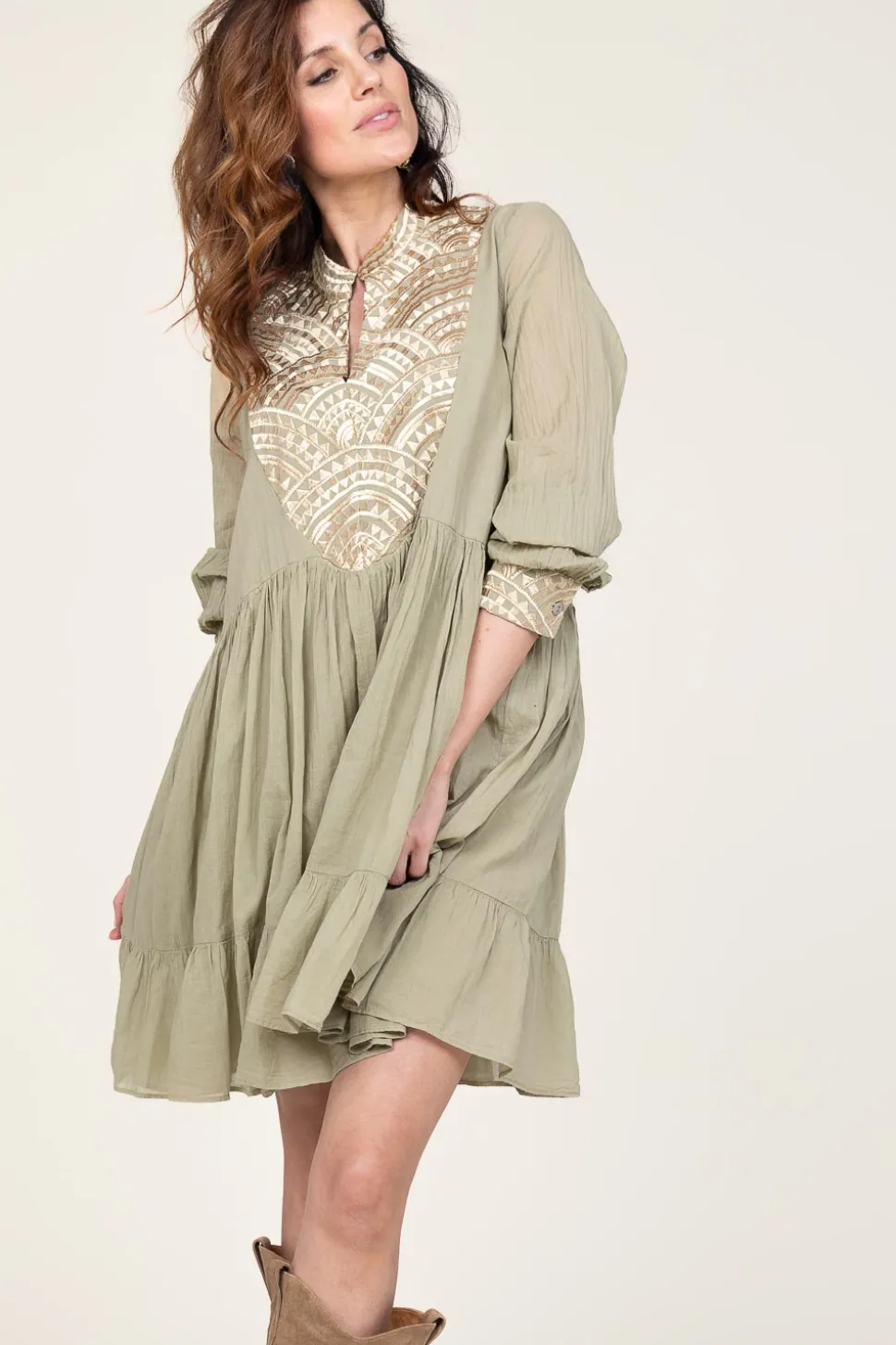 Sale Greek Archaic Kori Cotton Dress Alexa | Green... | | Little Soho