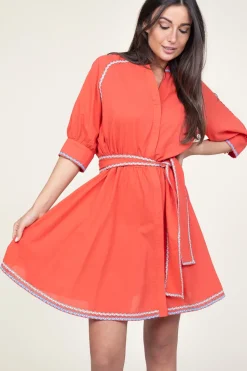 Clearance Devotion Cotton Dress With Embroidery Amelia | Red... | | Little Soho