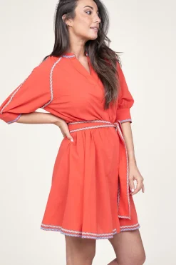 Clearance Devotion Cotton Dress With Embroidery Amelia | Red... | | Little Soho