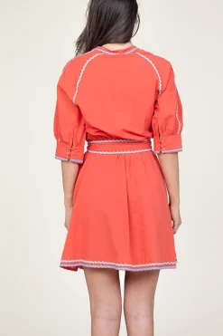 Clearance Devotion Cotton Dress With Embroidery Amelia | Red... | | Little Soho