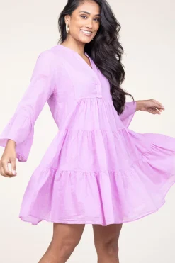 Discount Devotion Cotton Foil Dress Lavrentia | Purple... | | Little Soho