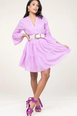 Discount Devotion Cotton Foil Dress Lavrentia | Purple... | | Little Soho