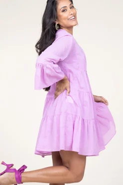 Discount Devotion Cotton Foil Dress Lavrentia | Purple... | | Little Soho