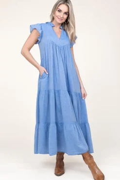 Cheap Devotion Cotton Maxi Dress Erietta | Blue... | | Little Soho
