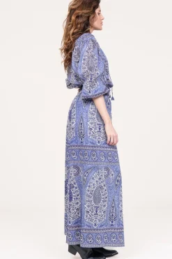 Shop Antik Batik Cotton Maxi Skirt With Paisley Print Tajar | Blue... | | Little Soho