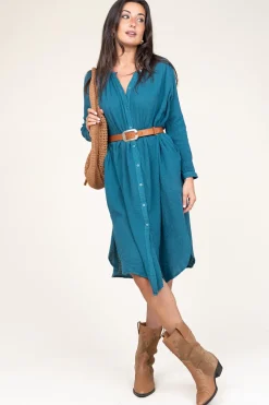 Sale Louizon Cotton Mousseline Dress Nala | Blue... | | Little Soho