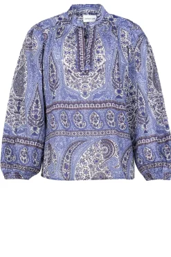 New Antik Batik Cotton Paisley Print Top Tajar | Blue... | | Little Soho