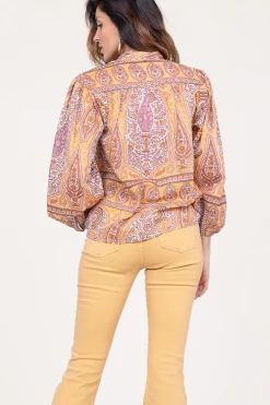 Sale Antik Batik Cotton Paisley Print Top Tajar | Orange... | | Little Soho