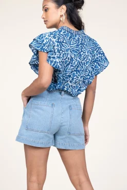 Discount Ibana Cotton Top With Print Tadine | Blue... | | Little Soho