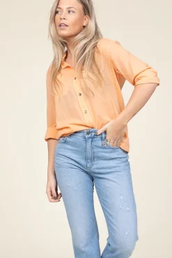 Shop Antik Batik Cotton Voile Blouse Anna | Orange... | | Little Soho