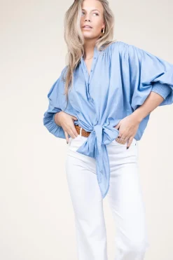 Flash Sale Ibana Cotton Wrap Blouse Tinca | Blue... | | Little Soho